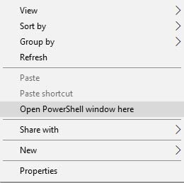 Root Android Device without TWRP- Open PowerShell window here