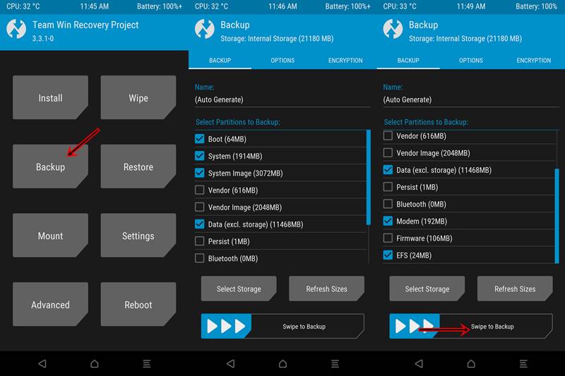 Create a Nandroid backup- TWRP Backup