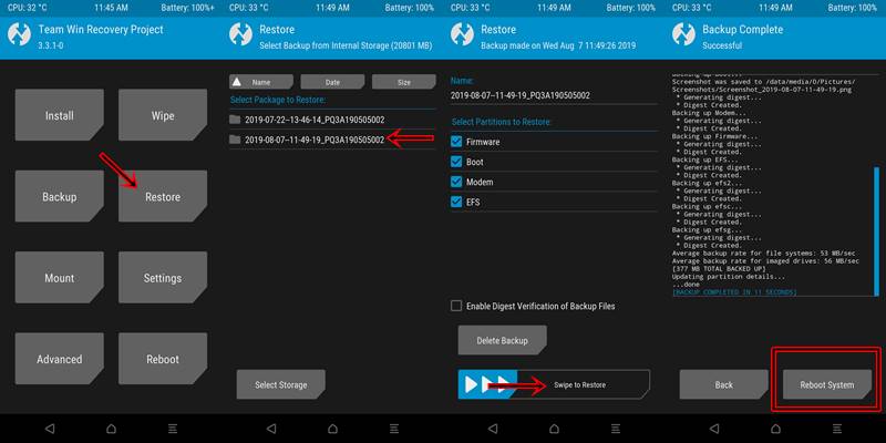 Create a Nandroid backup- TWRP Restore