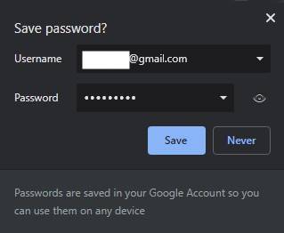 Google Chrome Save Password