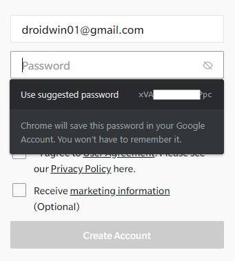 Google Chrome Use Suggested password