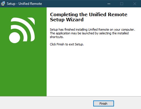Installing Unified Remote on PC- Finish Setup