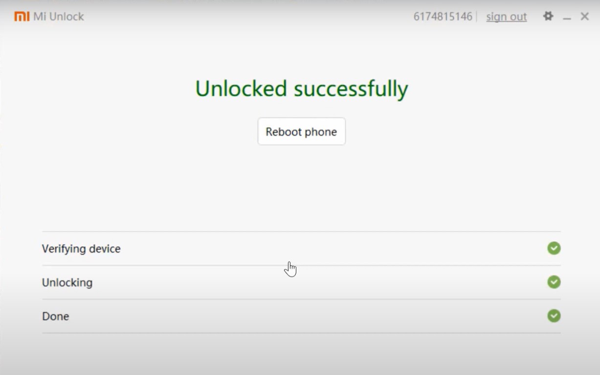 unlock bootloader success