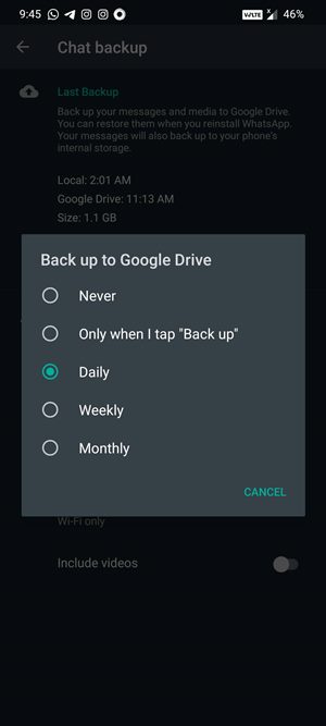 google drive backup whatsapp