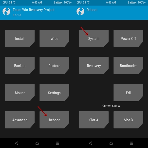 twrp reboot system