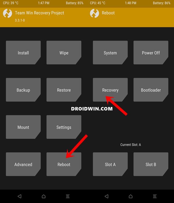 reboot recovery TWRP oneplus nord