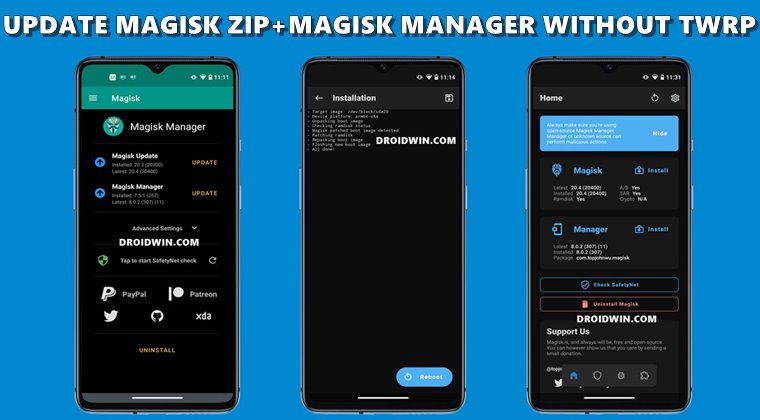 update magisk manager ZIP without TWRP
