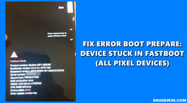 Fix error boot prepare device stuck in fastboot Pixel