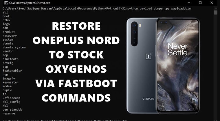 Restore OnePlus Nord Stock oxygenos Fastboot Commands
