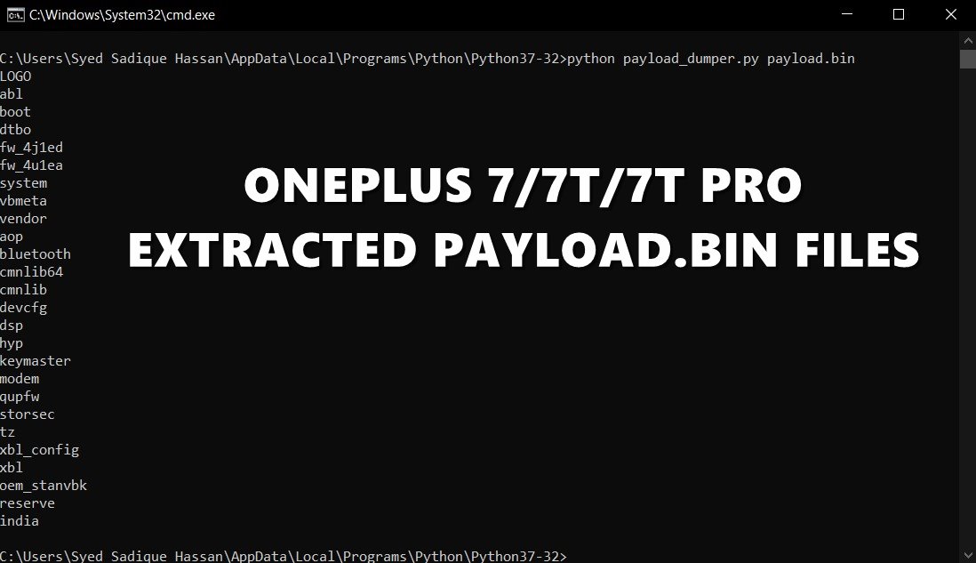 payload bin extract via python oneplus 7 7T pro