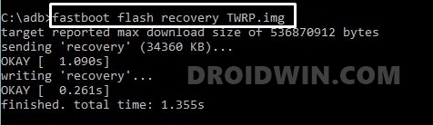 Fastboot flash recovery TWRP img