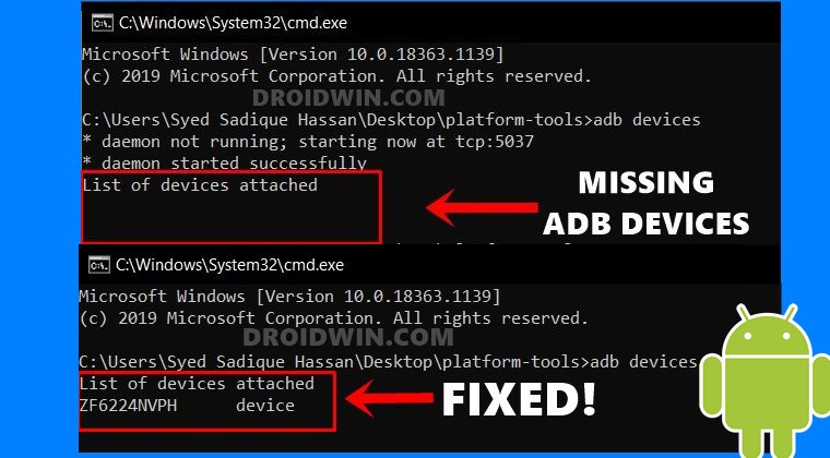 fix adb device not found error missing list of devices attached
