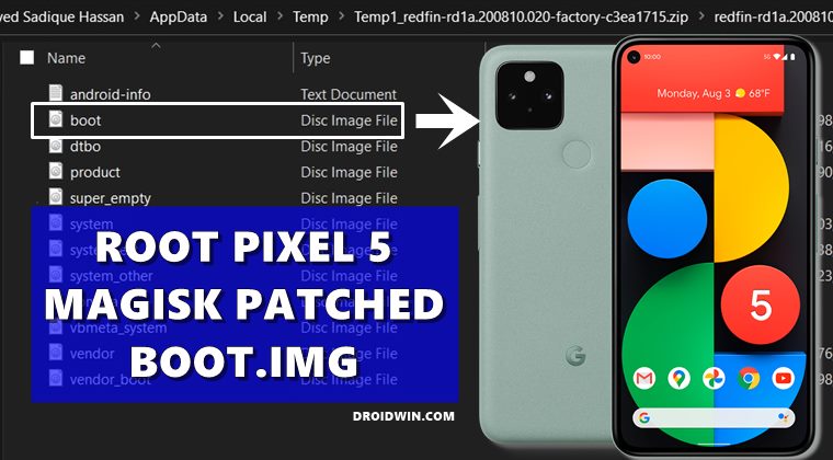 root pixel 5 android 11 magisk patched boot.img without twrp