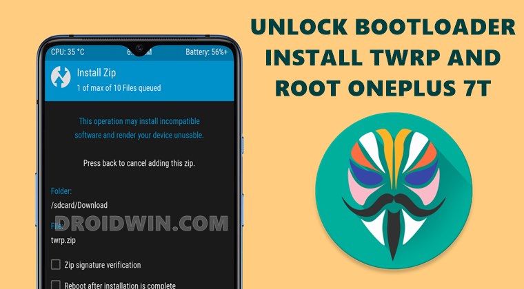 unlock bootloader install twrp root oneplus 7t
