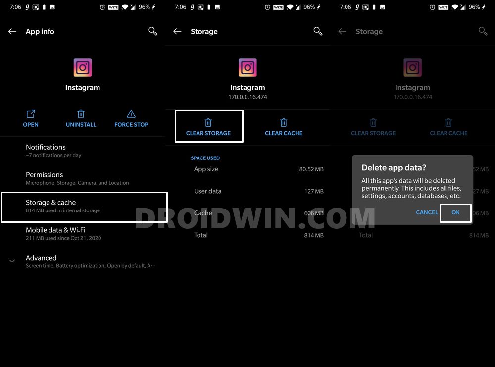 delete instagram data fix reels connection issue
