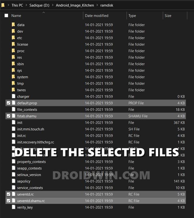 delete twrp recovery ramdsik files