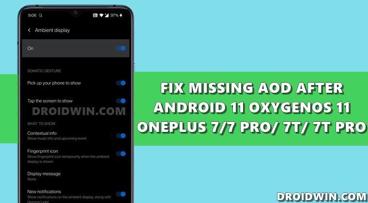 fix missing always on display aod oneplus 7 7t pro android 11 oxygenos 11