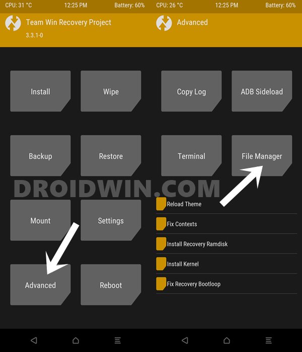 how to use twrp file manager