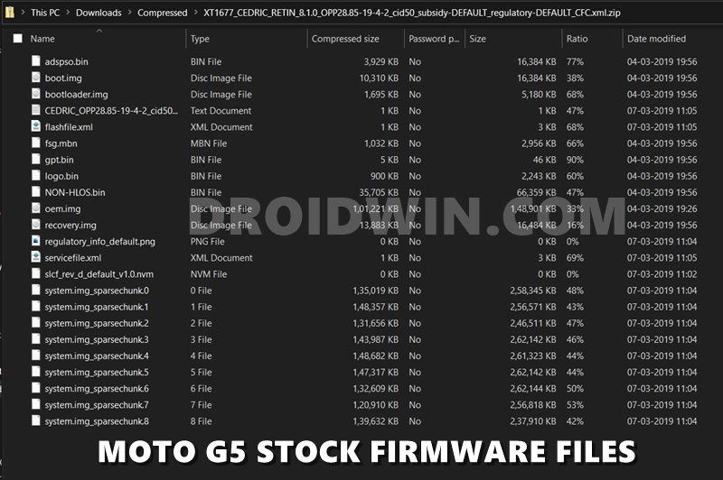 moto g5 stock firmware files