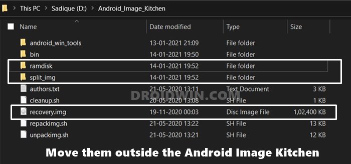 move ramdisk split_img recovery outside Android image kitchen