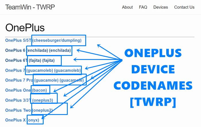 oneplus device codenames twrp