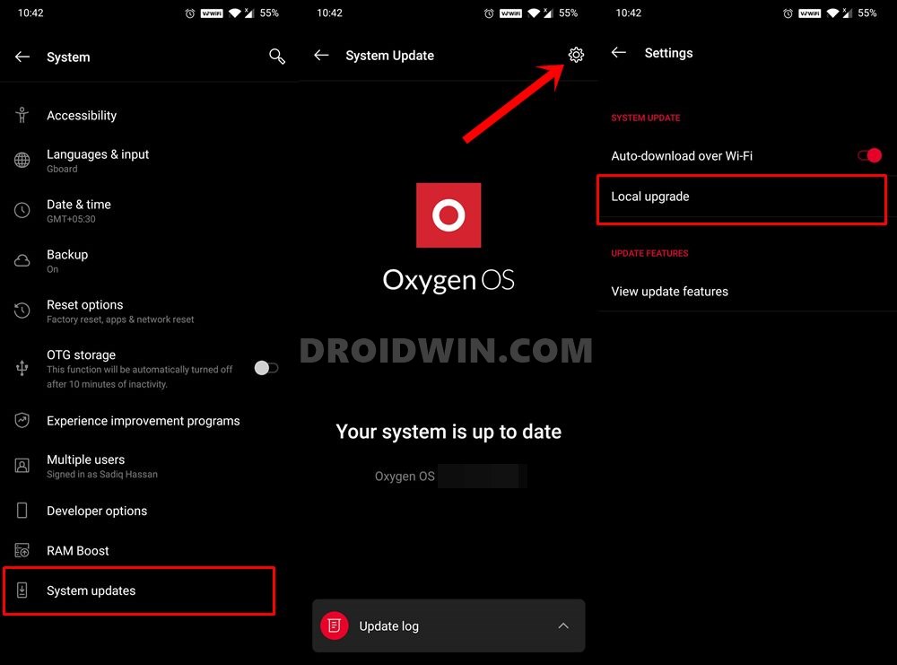 oneplus local upgrade for obt update