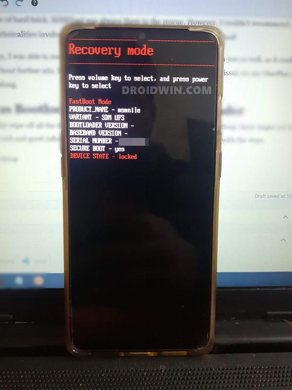 oneplus bootloop recovery mode option fastboot
