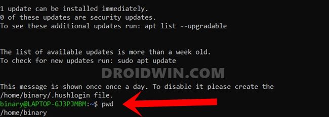 pwd linux command on windows 10