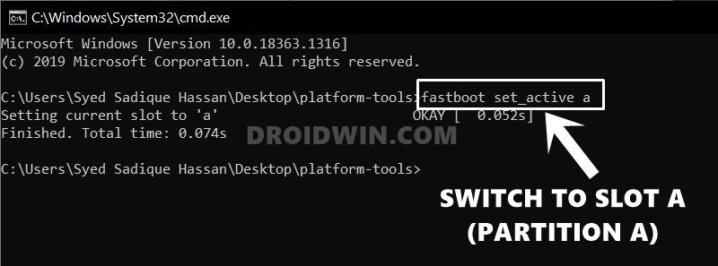 swtich to slot a fix FAILED (remote 'Slot Change is not allowed in Lock State') error