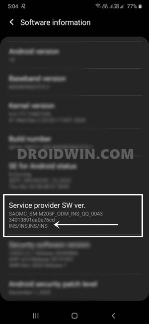 check samsung csc code from Settings software information