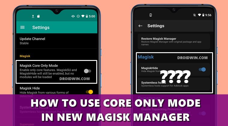 core only mode new magisk manager