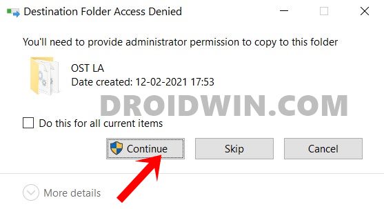 destination folder access denied ost tool
