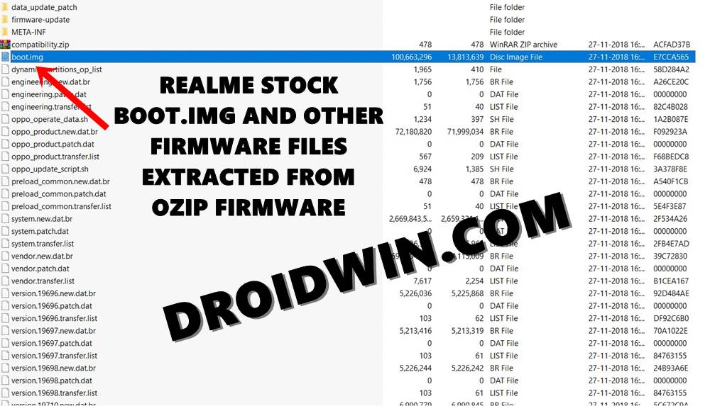 extract realme boot.img file from ozip firmware