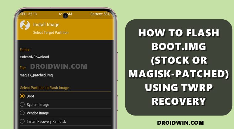 flash boot.img stock magisk_patched via twrp recovery