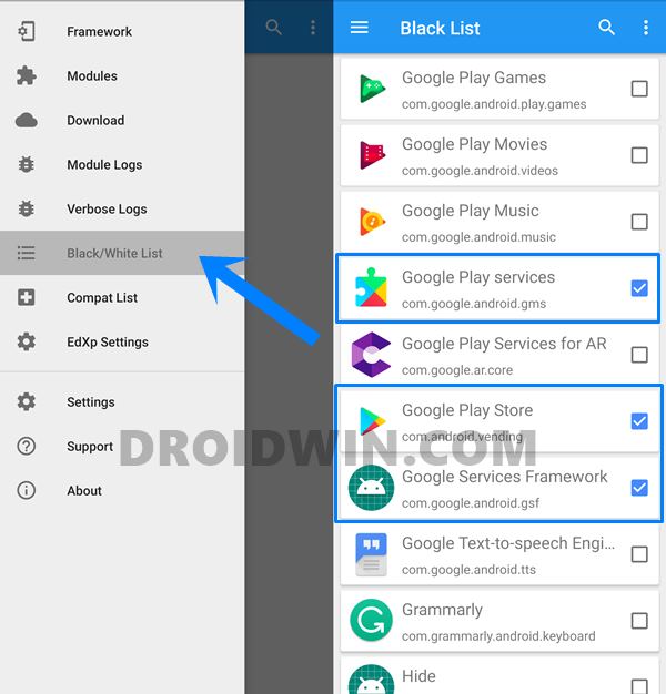 hide google apps root edxposed