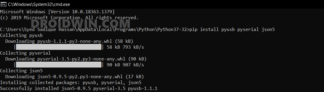 install python pyusb json5