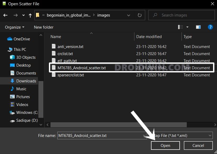 load android scatter file in sp flash tool