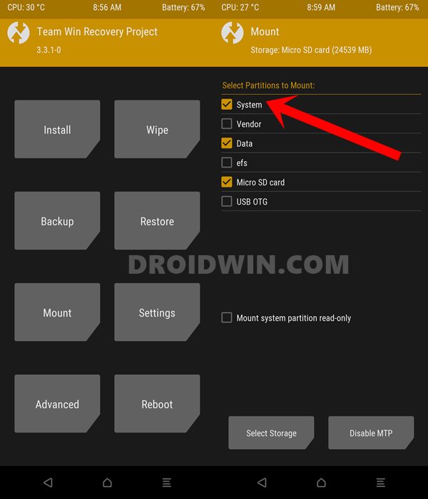 mount system partition twrp
