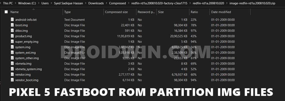 pixel 5 fastboot rom partition files