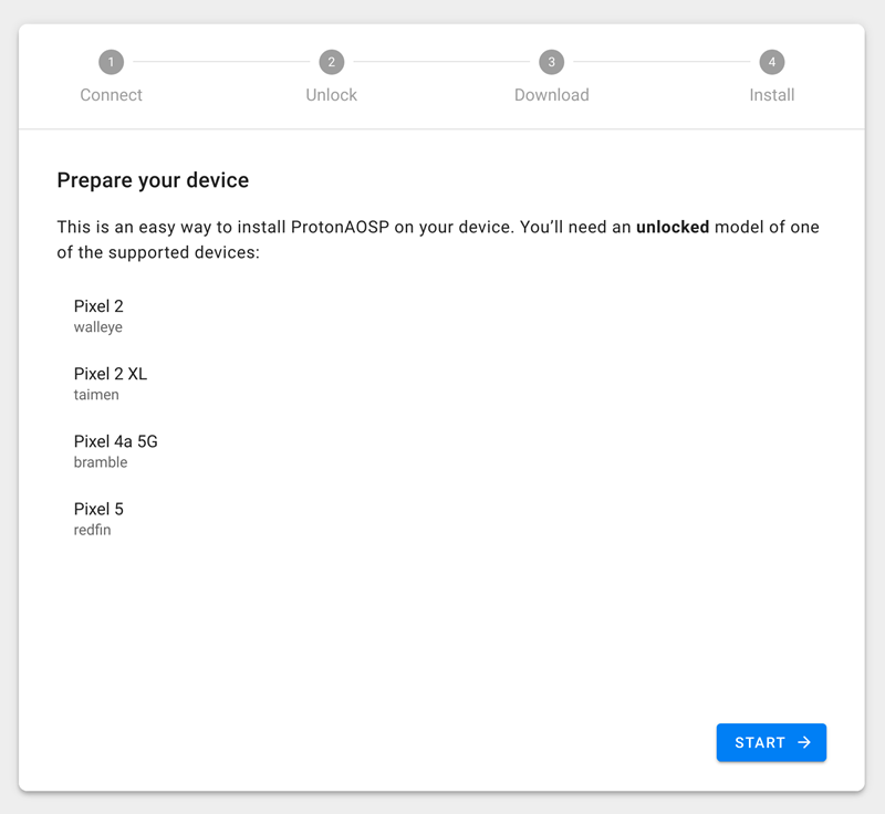 select device android web installer