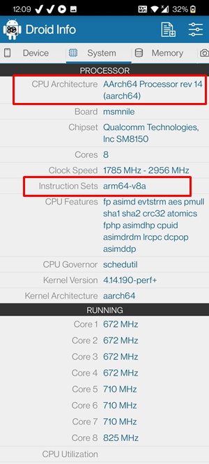 ARM, ARMx64, x86 processor android