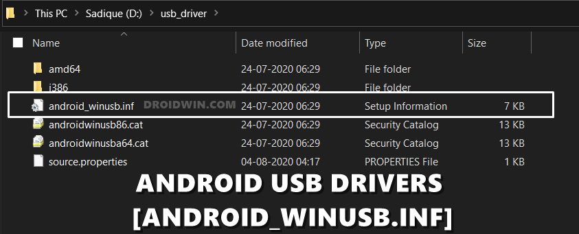 android_winusb.inf android usb drivers