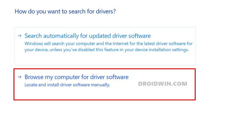 browse computer for drivers fix device not showing in fastboot mode