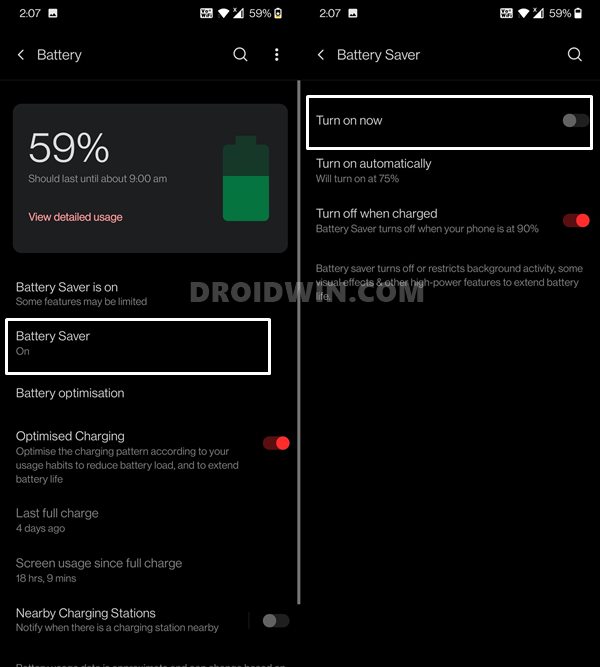 disable battery saver fix delayed gmail notifications