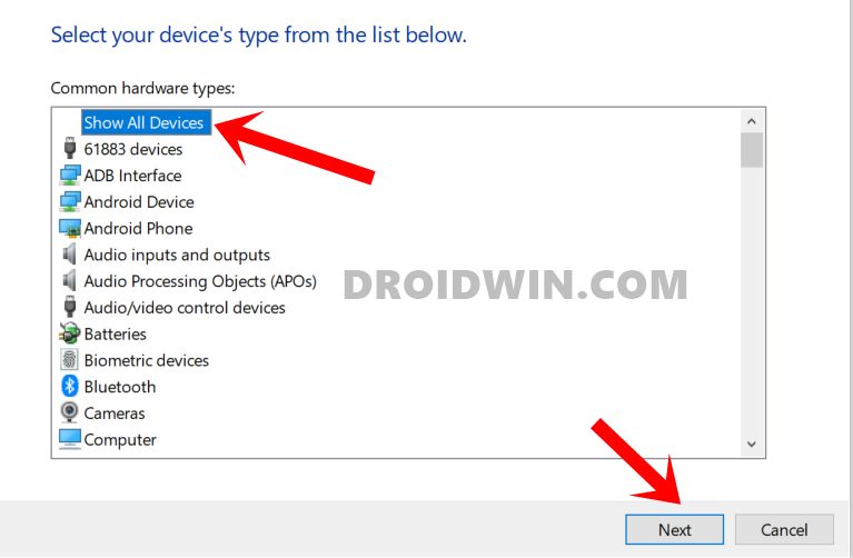 show all devices android usb drivers
