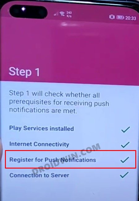 register for push notifications success fix huawei gms notifications