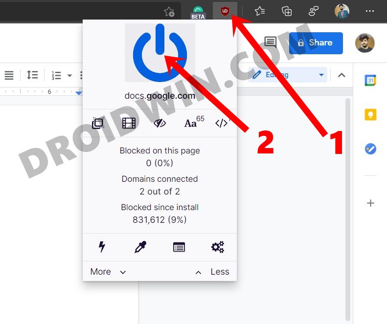 turn off ad blocker google docs fix indentation text wrapping issue