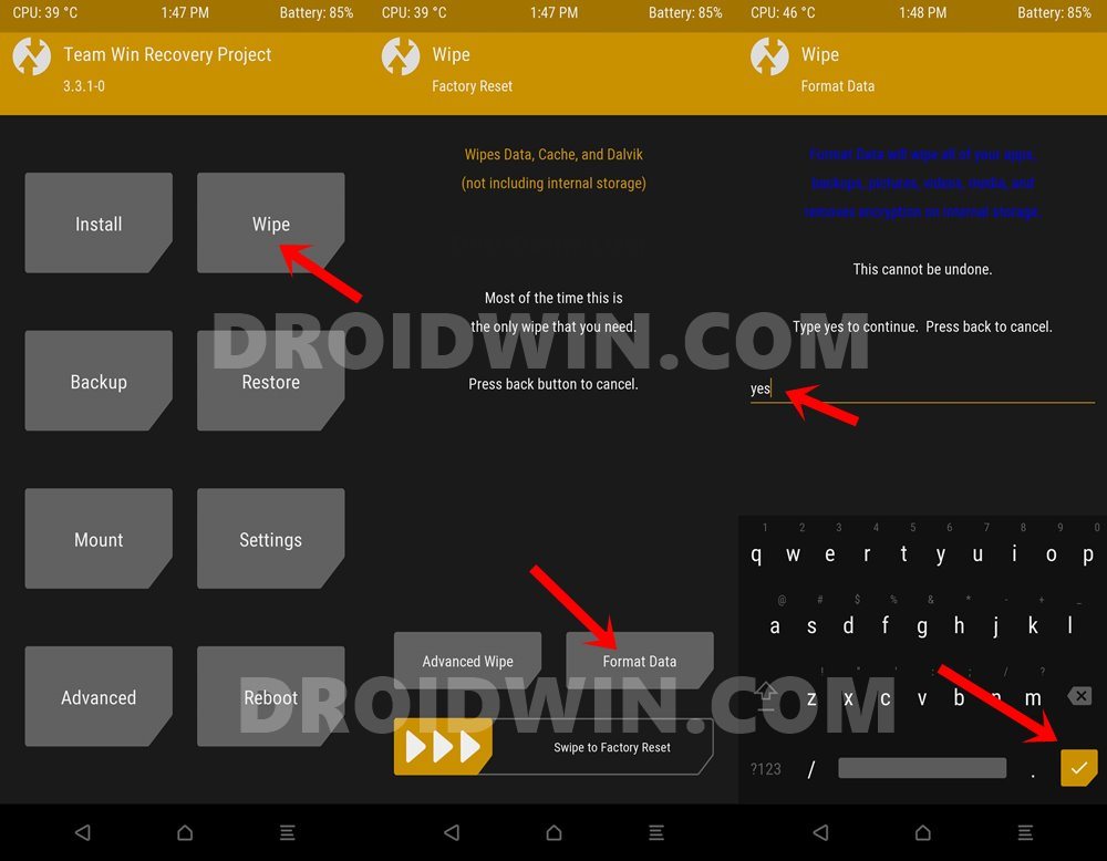 twrp format data Fix failed to mount system