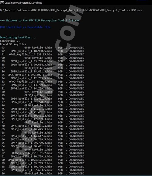 HTC RUU firmware extract process started