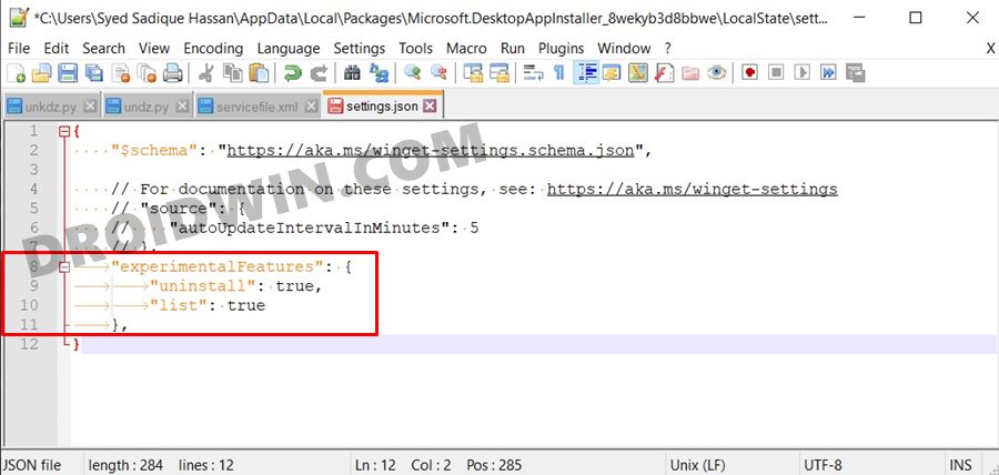 notepad++ json query